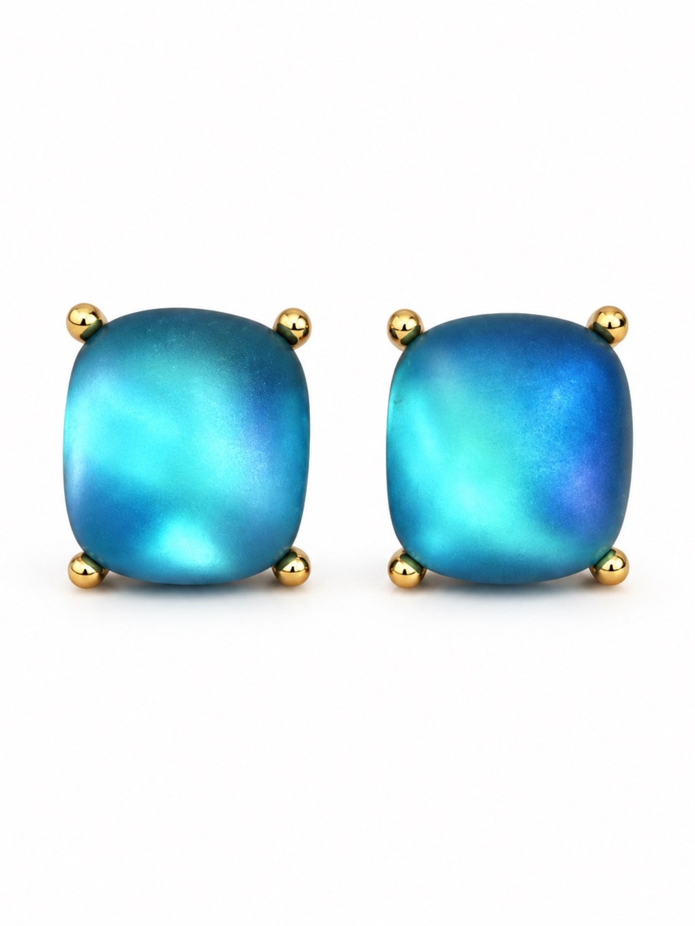 Givenchy Vintage Clip-On Earrings Turquoise Blue Gold